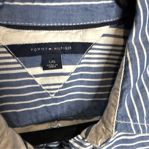 Blue and White Striped Casual Button Down Shirt cotton - Picture 4 of 10